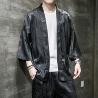 Chiński stylowy kombinezon wzór smoka haft Plus rozmiar krem z filtrem na co dzień odzież starożytny styl sweter Hanfu cienkie spodnie mężczyzn 3